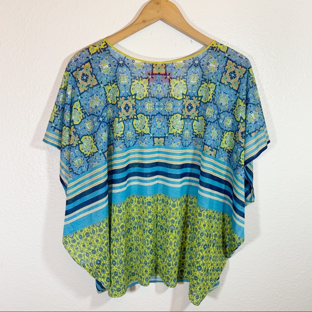 CLOVER CANYON dolman short sleeve top geometric print - Picture 2 of 6